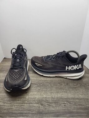 Hoka Clifton 9 Black White Sneakers Shoes 1127896-BWHT Women's Size 9 B Running